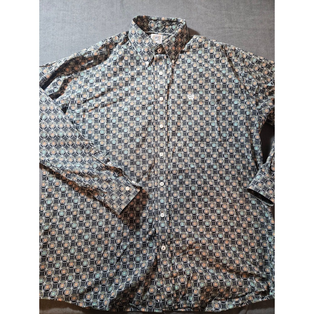 Cinch Shirt Mens L:arge Geometric Print Button Western Cowboy Rodeo Oversized